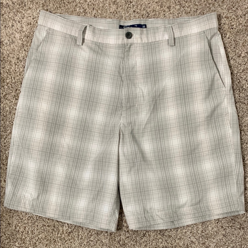 Chaps Gray Plaid Flat Front Men’s Golf Shorts Lightweight Casual